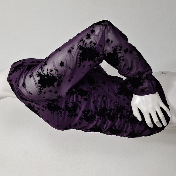 Nicole Miller NEW Purple Whimsigoth Witchy Ruched Burnout Velvet Fairy Top Sz. M - Picture 8 of 13